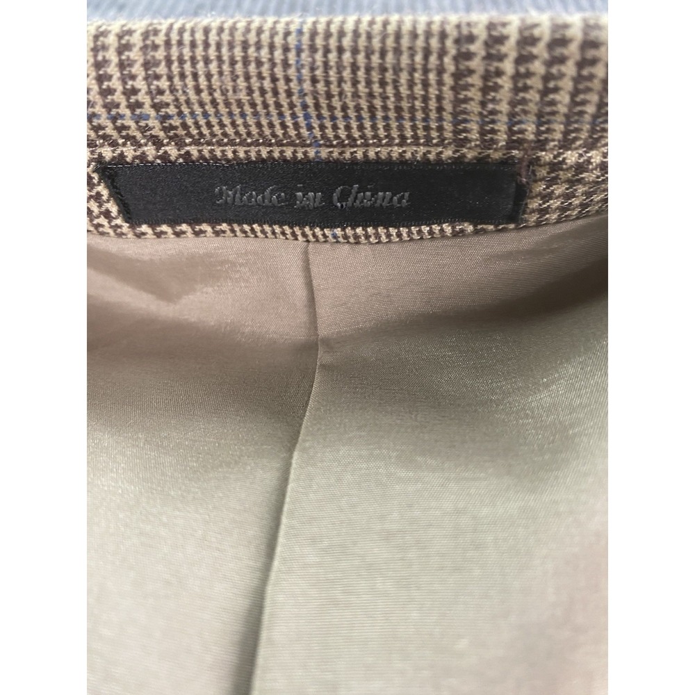 Vintage Ralph Lauren Sport Coat 48 L Beige Silk Wool Glen Plaid Designer LRL - Picture 9 of 13